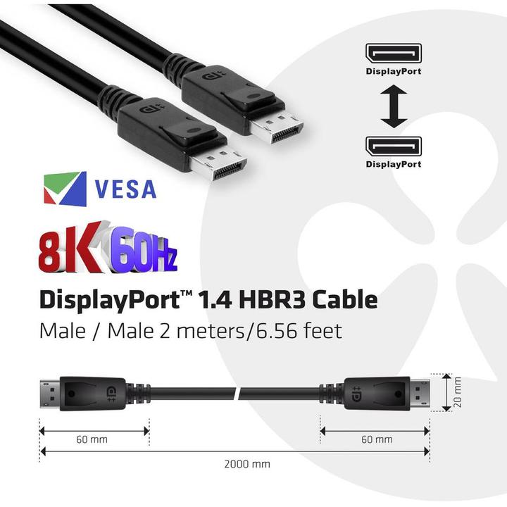 Actual product image Club 3D DisplayPort — DisplayPort (2 m, DisplayPort, 1.4)