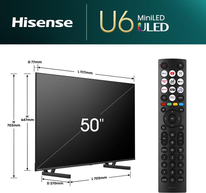 Produktbild Hisense TV 50U6NQ (50", Mini-LED, 4K, 2024)