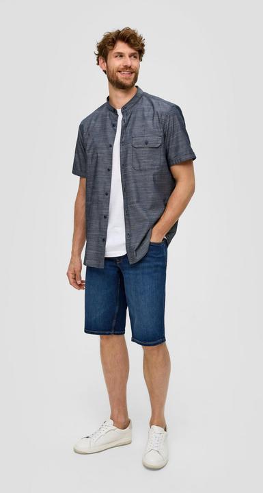 Produktbild S.Oliver Hemd Regular Fit: Hemd mit Stehkragen aus leichtem Strukturmaterial (M)