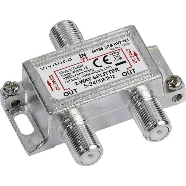 Vivanco 2-Wege-Universal-SAT-/Antennenverteiler - Silber, Accessori per SAT, Argento