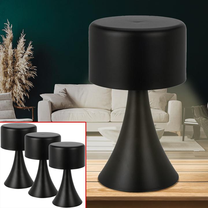Produktbild H & S Collection 3er-Set Design LED-Tischlampe, schwarz, Batteriebetrieb, 12 x 21 cm