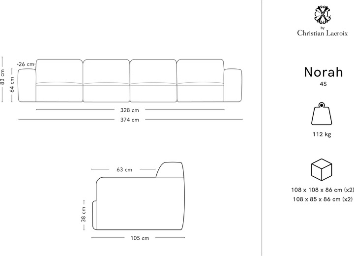 Actual product image CXL by Christian Lacroix Norah (3-seater, 4-seater, 2 person sofa)