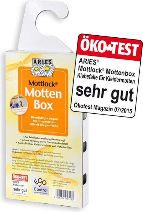 Aries Klebefalle gegen Kleidermotten zur Befallsüberwachung - Mottlock Mottenbox - 1 Klebefalle -