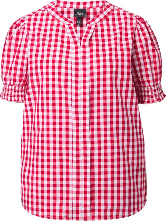 Produktbild Ulla Popken Trachten-Karobluse, Zierfalte, Stehkragen, Puff-Halbarm (58)