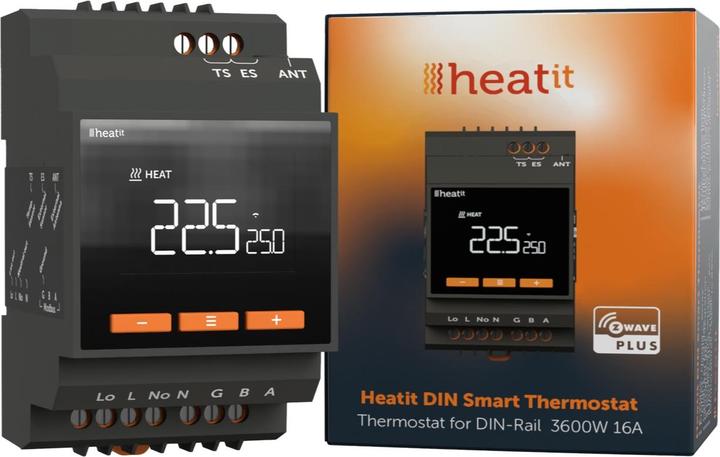 Actual product image Heatit DIN Thermostat - DIN-Schienen-Thermostat 3600W/16A mit ZeroX-Erkennung