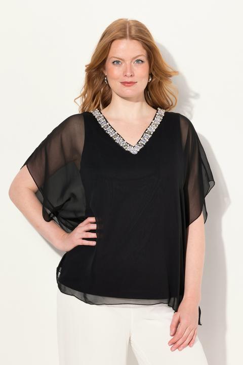 Actual product image Ulla Popken Layered Chiffon V-Neck Blouse (54)