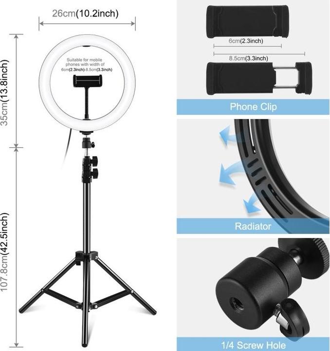 Actual product image Puluz PKT3035 Selfie Video Light 26cm (Ring light)