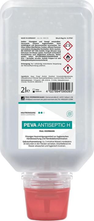 Paul Voorman Paul Voormann Peva Antiseptic H - Flüssiger Handreiniger zur hygienischen Händewaschung, 2 l Softfla (Flüssigseife, 2000 ml)