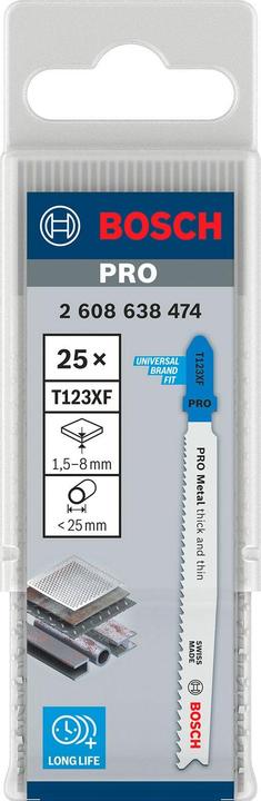 Produktbild Bosch Professional Zubehör PRO Metal thick and thin T123XF Stichsägeblatt, 100 mm, 25-tlg.