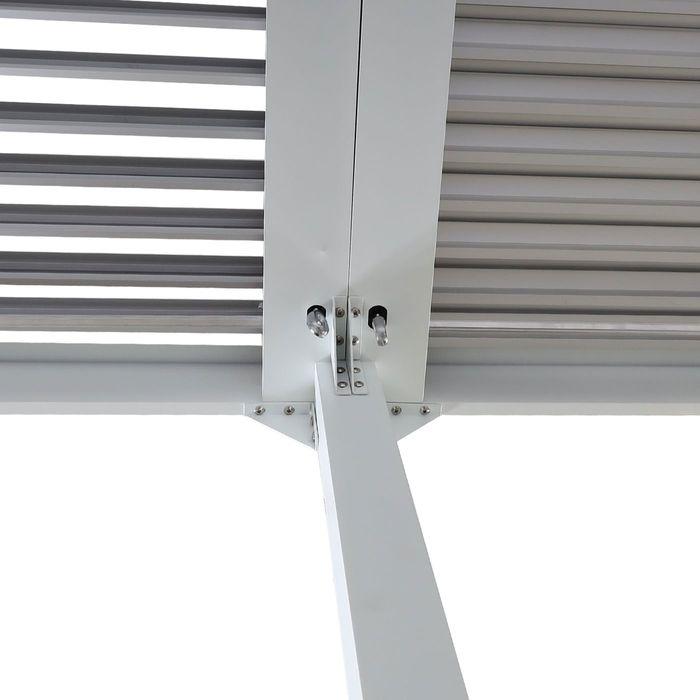 Produktbild Mendler Alu Pergola HWC-L41 mit 3x Seitenwand, Lamellen-Pavillon, stabiles 8cm-Metall-Gestell 3x6m – weiss (306 cm, 590 cm)