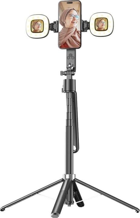 Produktbild Porodo Integrated Tracking Selfie Stick with dual detachable lights & 4 Leg Tripod -