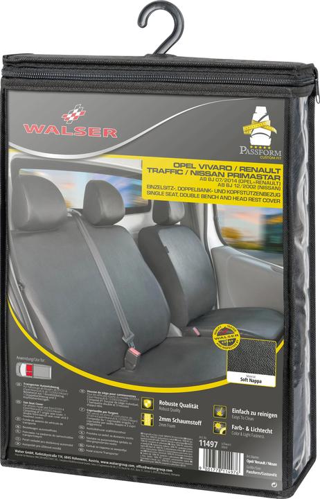 Walser Sitzbezüge für Opel Vivaro, Renault Trafic, Nissan Primastar, ES und DB vorne BJ 06/2001 - 07/2014