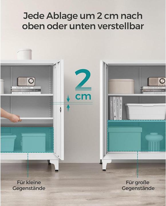 Actual product image Songmics Metall-Lagerschrank 40 x 80 x 90 cm, Weiss (80 x 90 x 40 cm)