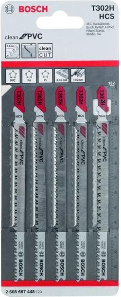 Actual product image Bosch Professional Zubehör PRO Plastics PVC clean T302H Jigsaw blade, 132 mm, 5 pcs.