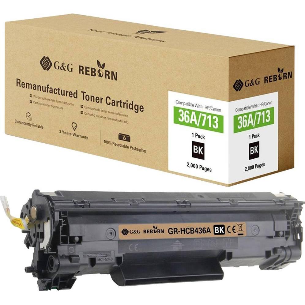 G&G, Toner, Toner ersetzt HP, Canon 36A Kompatibel Schwarz 2000 Seiten Reborn remanufac