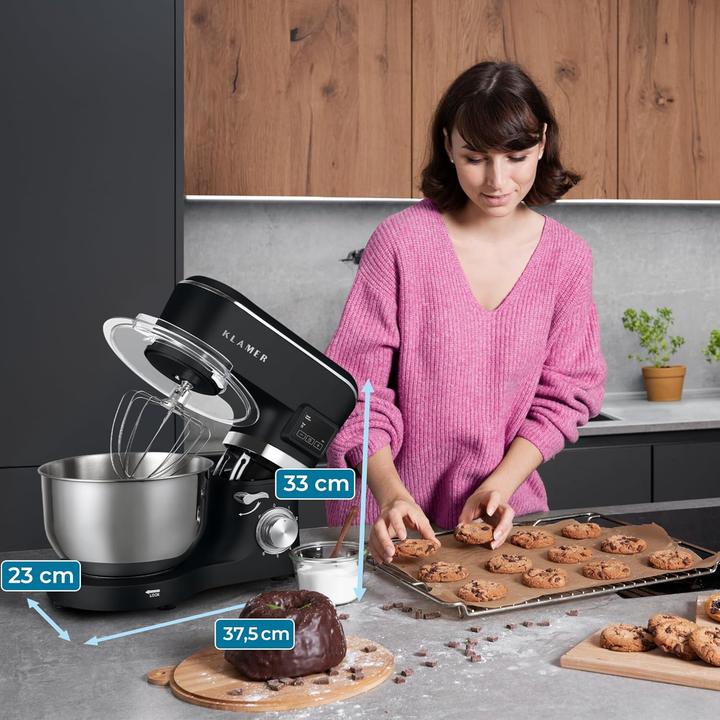Image du produit KLAMER Küchenmaschine Classic 1400 W – 5,5 L Rührschüssel aus Edelstahl, Knet-, Rühr- & Schneeb… (1400 W, 5.50 l)