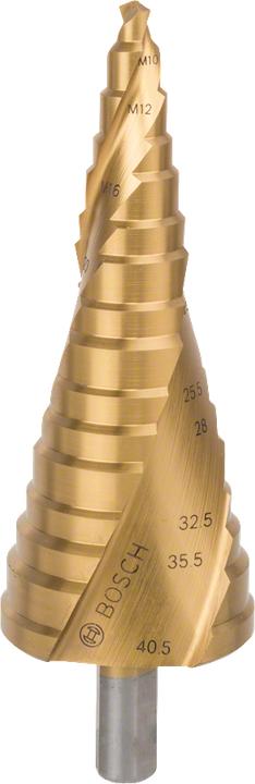 Produktbild Bosch Professional Zubehör Stufenbohrer HSS-TiN, für Kabelverschr., M10 - M40, 10 mm, 125,5 mm, 12 Stufen (10 mm)