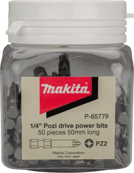 Actual product image Makita Zubehör P-65779 Schraubenbit PZ2x50mm in Dose 50 Stück