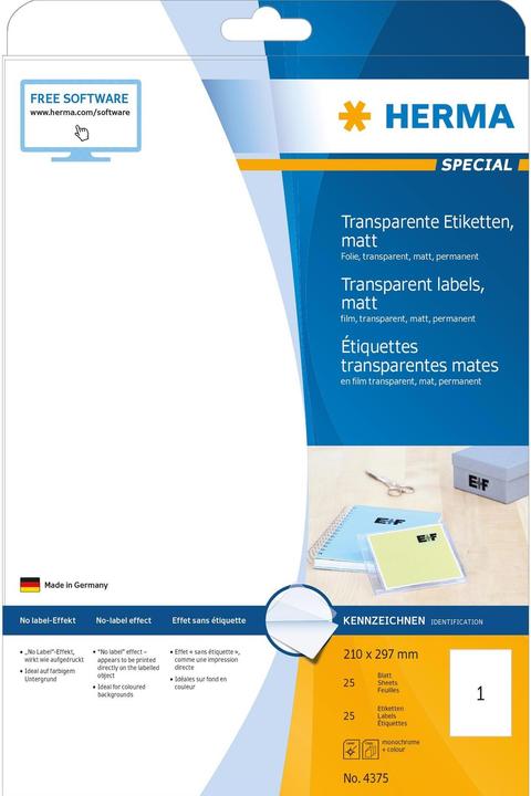 Produktbild HERMA Transparente Etiketten A4