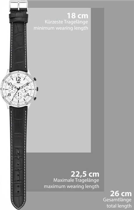 Immagine prodotto Cronografo da uomo Flight Captain in vera pelle nera - 34122 (Cronografo, 43.80 mm)