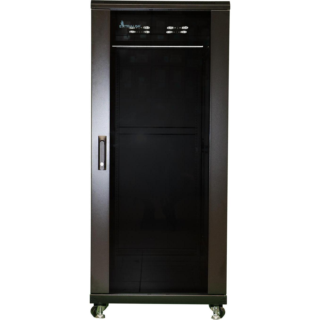 Extralink 32U 600mm floor cabinet black (32 HE, 19 Zoll Rack), Serverschrank, Schwarz