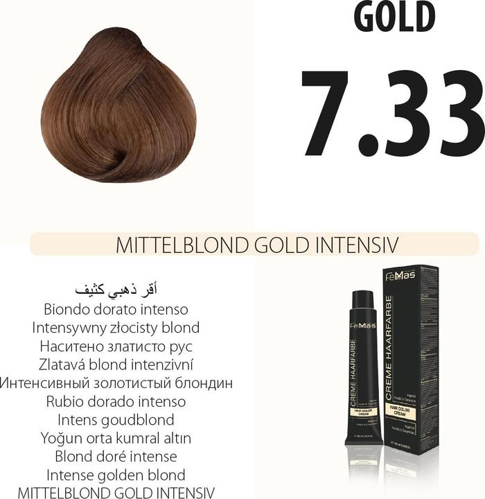 Image du produit FemMas 7.33) Couleur de cheveux blond moyen or intense 100ml