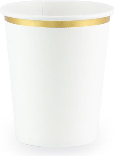 Actual product image Partydeco Cups, white, 260 ml (1 pkt / 6 pc.) (6x)