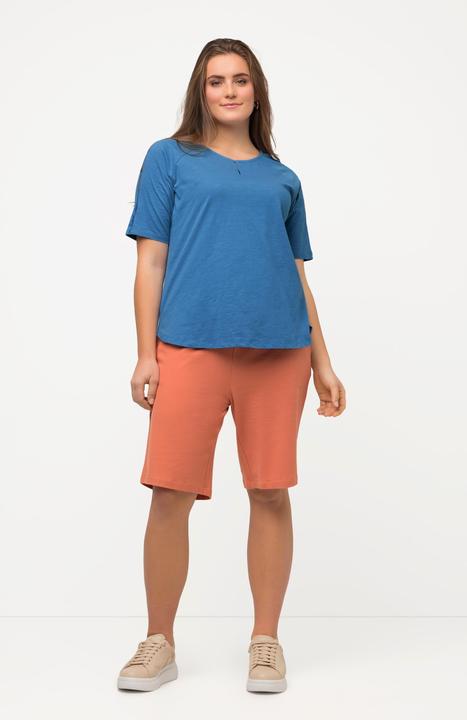 Immagine prodotto Ulla Popken T-shirt di cotone biologico con apertura, scollo a girocollo e mezze maniche (46, 48)