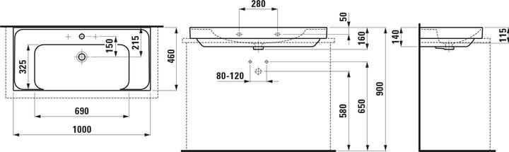 Actual product image Laufen Meda (460 mm, 1000 mm)