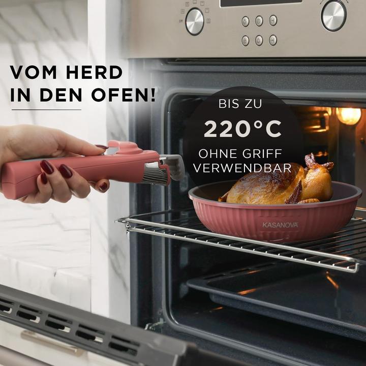 Immagine prodotto Kasanova Eaziclip Keramik-Kochgeschirr-Set mit abnehmbaren Griffen (Padella per friggere, Ceramica, 20 x 26 cm)