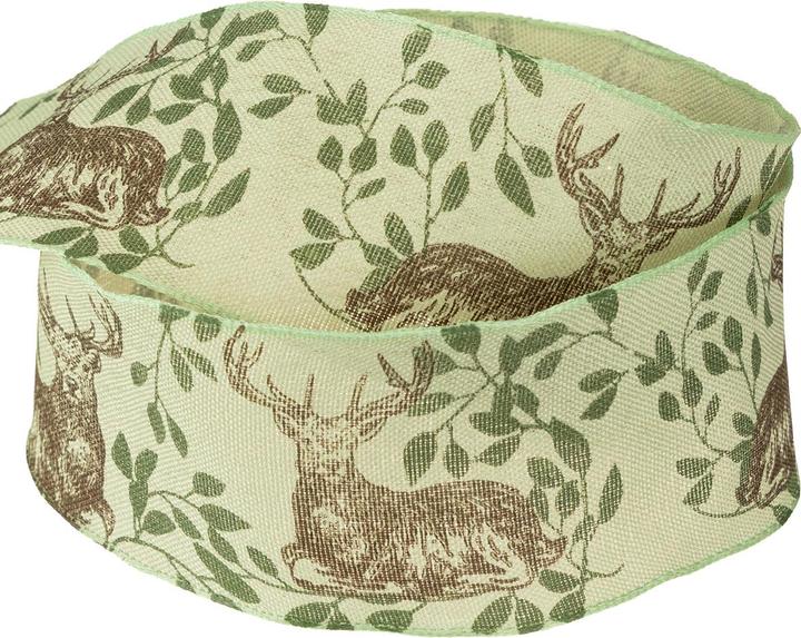 Produktbild Viana Weihnachtsband mit Hirsch-Motiv für Dekorationen und Geschenkverpackungen