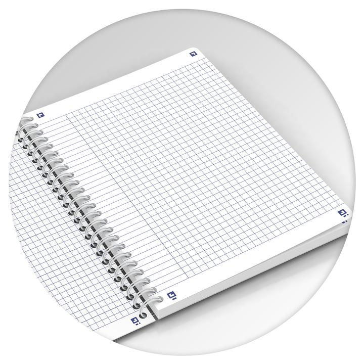 Actual product image Oxford Spiral notebook A5, squared 5x5 mm, soft cover with soft touch finish, white double spiral, 60 (A5, Lined, Soft cover)