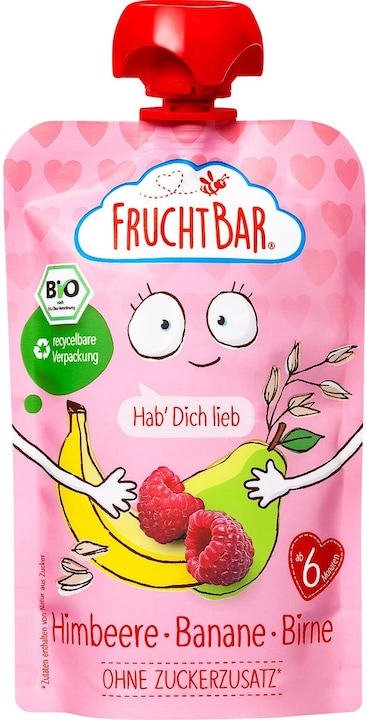 Produktbild Fruchtbar Quetschbeutel Bio Himbeere, Banane, Birne 8x 100 g (100 g)