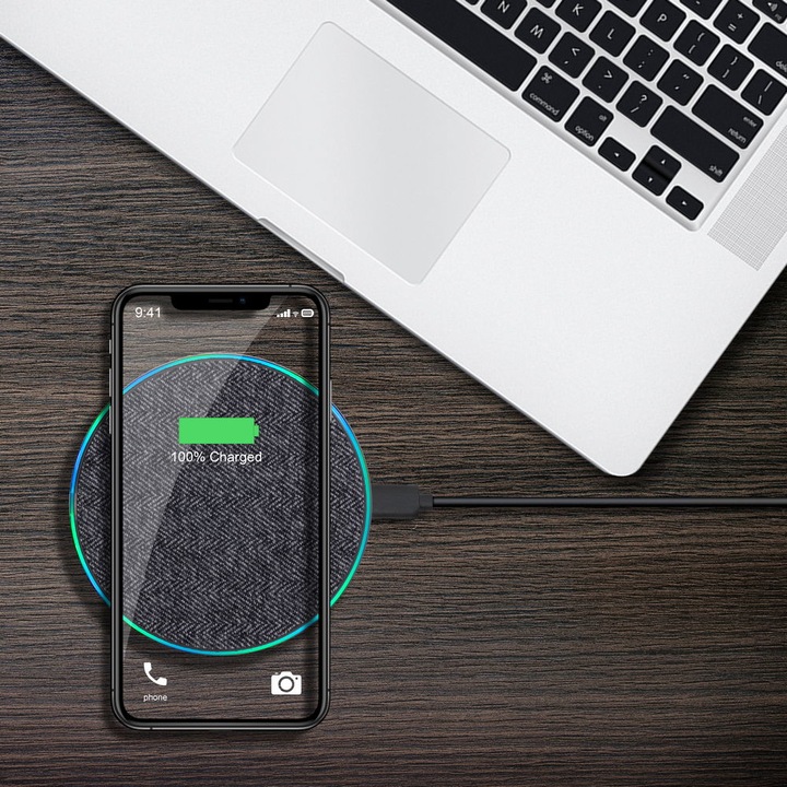 Image du produit Rivacase chargeur Wireless Pad sans fil rapide tissu gris (10 W)