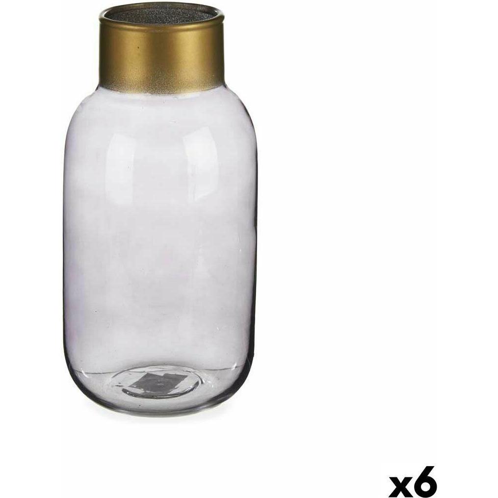 Gift, Vaso, Vase Grey Golden Glass 11,5 x 24 x 11,5 cm (6 Units)