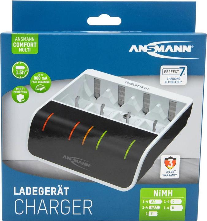 Produktbild Ansmann Comfort Multi Ladegerät (4 Stk., C, D, AA, AAA, 800 mAh, Ladegerät ohne Akku)