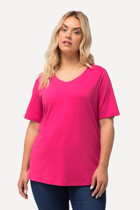 Immagine prodotto Ulla Popken Maglia aderente con davanti doppio, scollo a girocollo e mezze maniche (62)