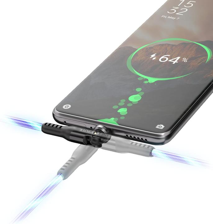 Produktbild Statik 360° drehbares & glowing USB-C-C Kabel 1.8m (2 m, USB 2.0, 60 W)