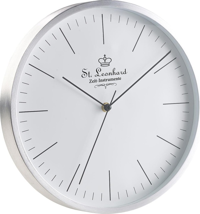 St. Leonhard Moderno orologio da parete radiocontrollato in alluminio con movimento a scansione silenzioso (31 cm)