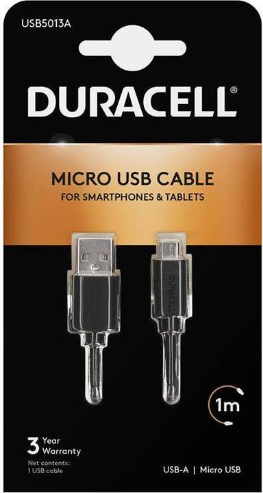 Actual product image Duracell Sync/Charge Cable 1 Metre Black (1 m)
