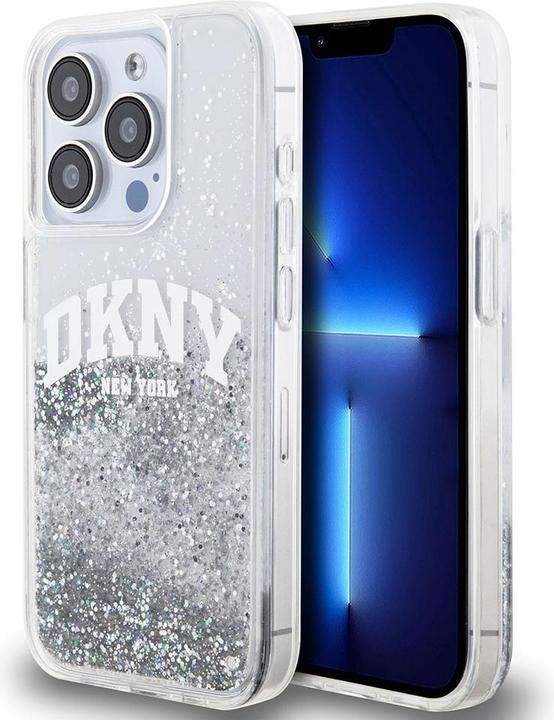 Actual product image DKNY DKHCP15LLBNAET iPhone 15 Pro 6.1" biały/white hardcase Liquid Glitter Big Logo (Apple iPhone 15 Pro)