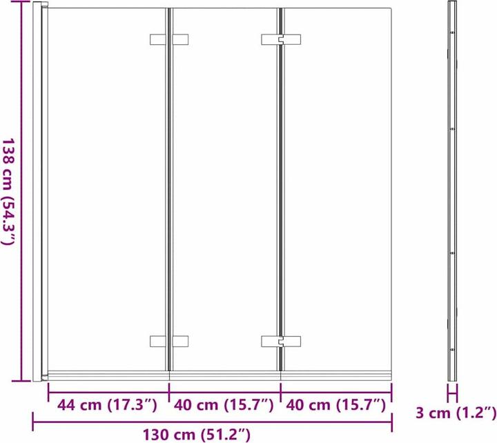 Produktbild vidaXL Duschabtrennung (130 cm, 138 cm)