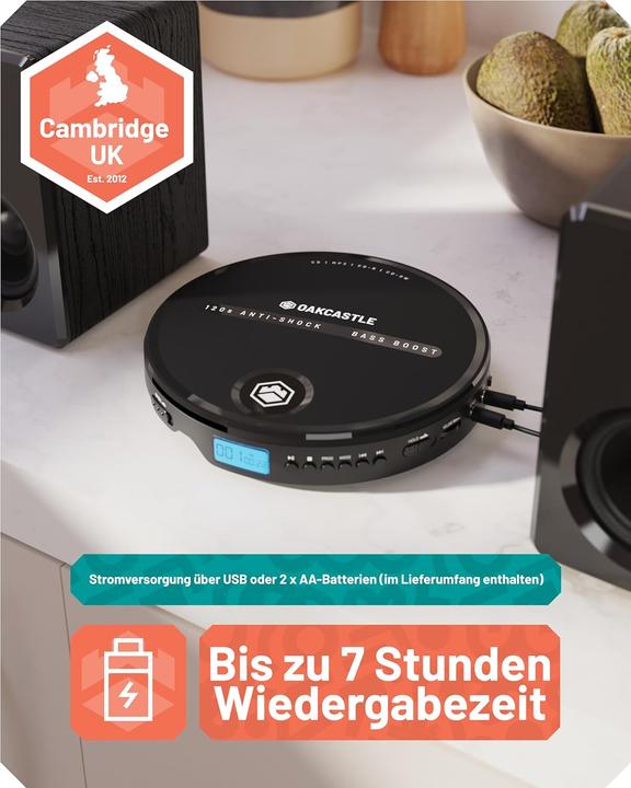 Image du produit Lenco Majority Oakcastle CD10 schwarz / tragbarer CD-Player / 3,5 mm Klinke / CDCD-RCD-RW