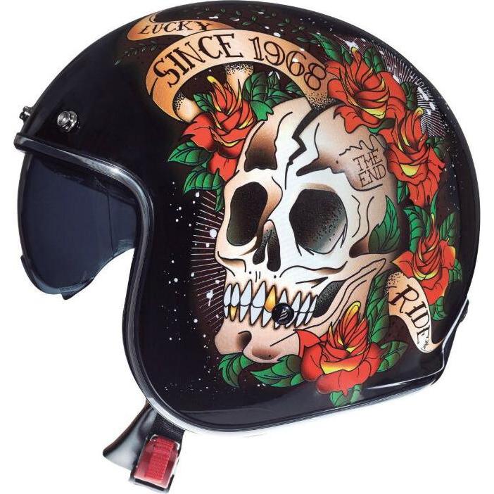 MT Helmets, Motorradhelm, Le Mans 2 SV Skull & Roses A1 (53 - 54 cm, XS)