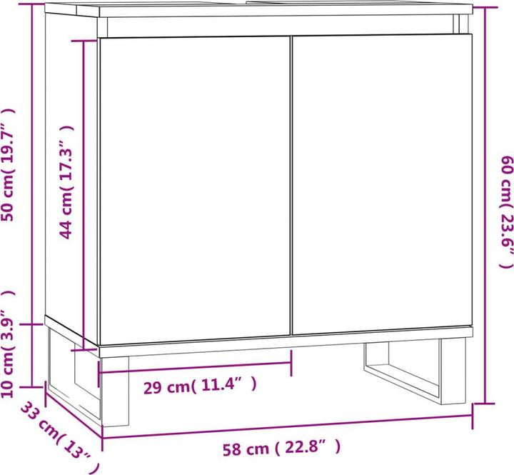 Actual product image vidaXL Badezimmerschrank (58 x 33 x 60 cm)