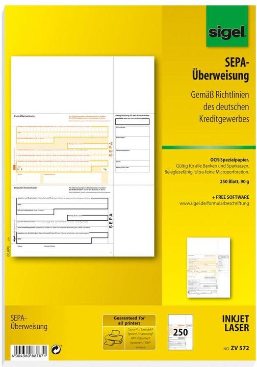 Image du produit Sigel Transfert PC A4 (250 x)