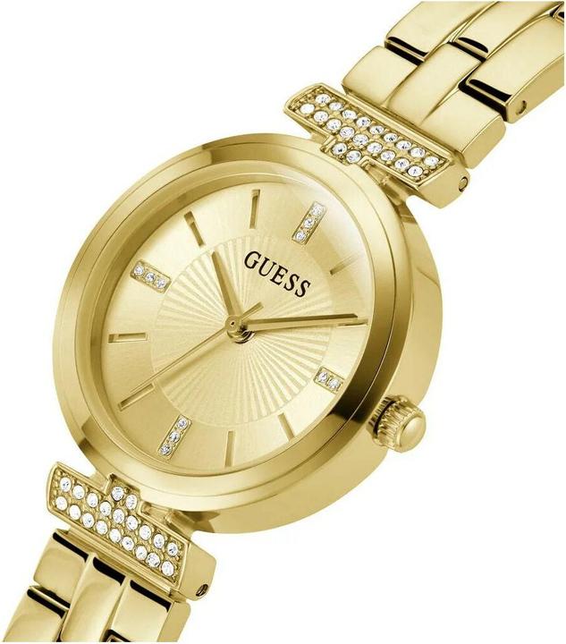 Actual product image Guess P GLD CS W/ CRYS / SUN CHAMP DL / P GLD BRCT Wristwatch (Analogue wristwatch, 28 mm)