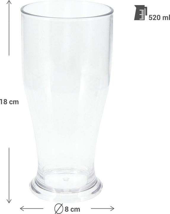 Produktbild Excellent Houseware 4er-Set Biergläser aus Kunststoff, 520 ml (0.52 l, 4x)