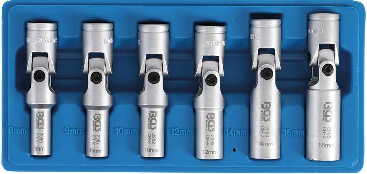 Actual product image BGS Universal Joint Glow Plug Set, Hexagon 10 mm (3/8") Drive 8-16 mm 6 pcs.