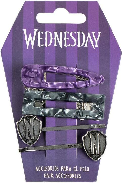 Cerdá Wednesday Haarschmuck 4er-Pack Pruple & Black (4 Stk.)
